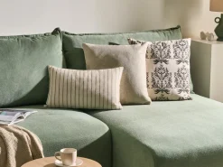 Hot Beliani Set di 3 cuscini decorativi MYRISTICA Cotone 30 x 50 cm 45 x 45 cm Trama floreale Beige