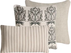Hot Beliani Set di 3 cuscini decorativi MYRISTICA Cotone 30 x 50 cm 45 x 45 cm Trama floreale Beige