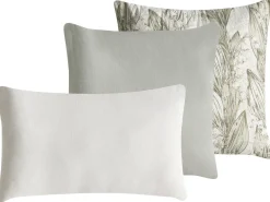 Online Beliani Set di 3 cuscini decorativi XYLOPIA Cotone 30 x 50 cm 45 x 45 cm Verde Trama floreale Bianco Verde