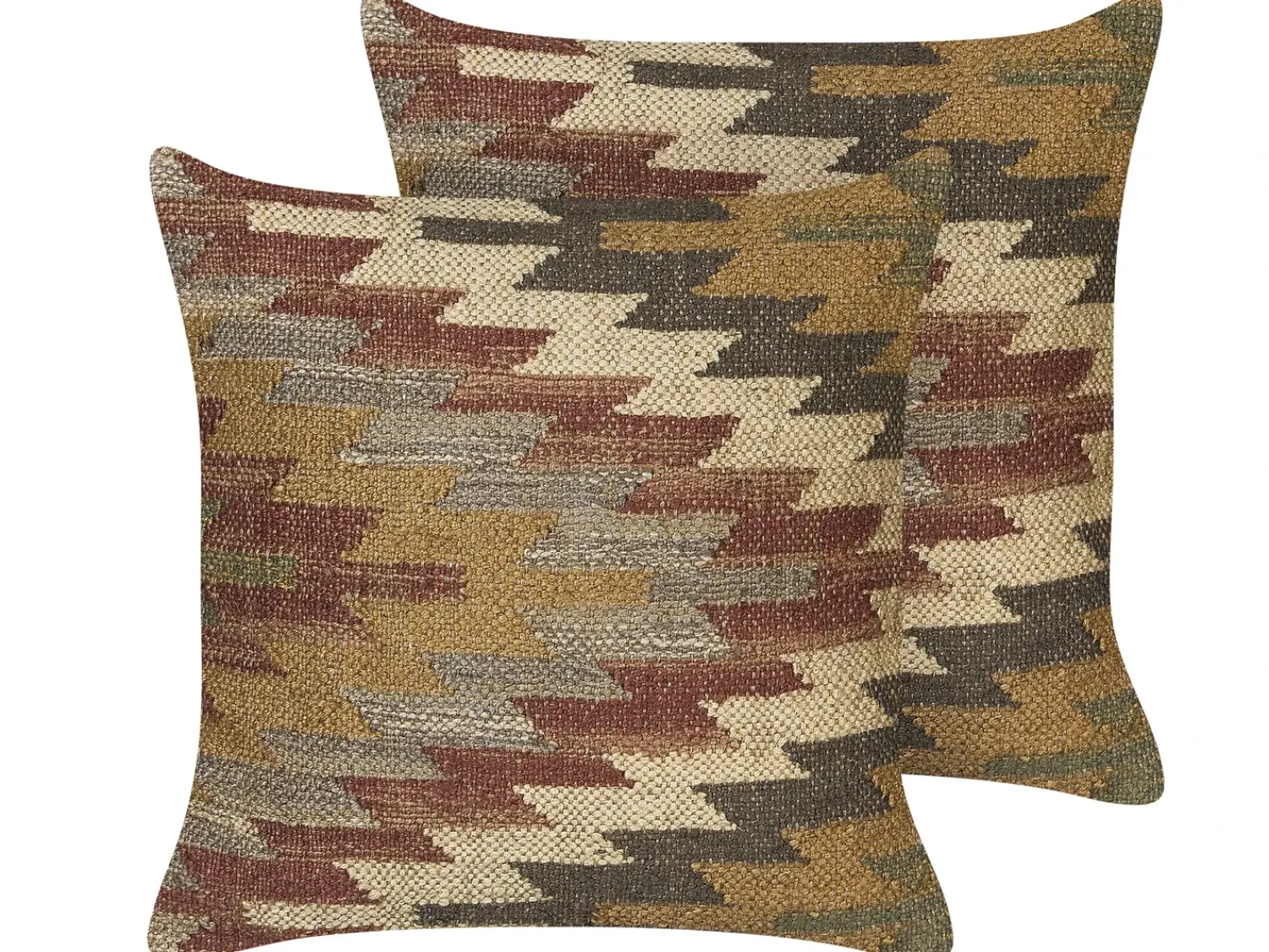 Beliani DEEPOR Iuta 45 x 45 cm Multicolore Trama orientale Beige Rosso Multicolore Verde