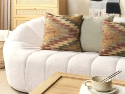 Beliani DEEPOR Iuta 45 x 45 cm Multicolore Trama orientale Beige Rosso Multicolore Verde