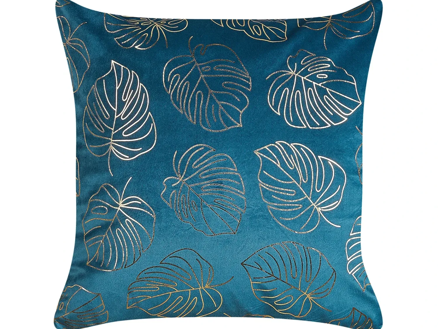 Outlet Beliani Set di 2 cuscini DELICIOSA Velluto 45 x 45 cm Blu Trama di piante Oro Blu