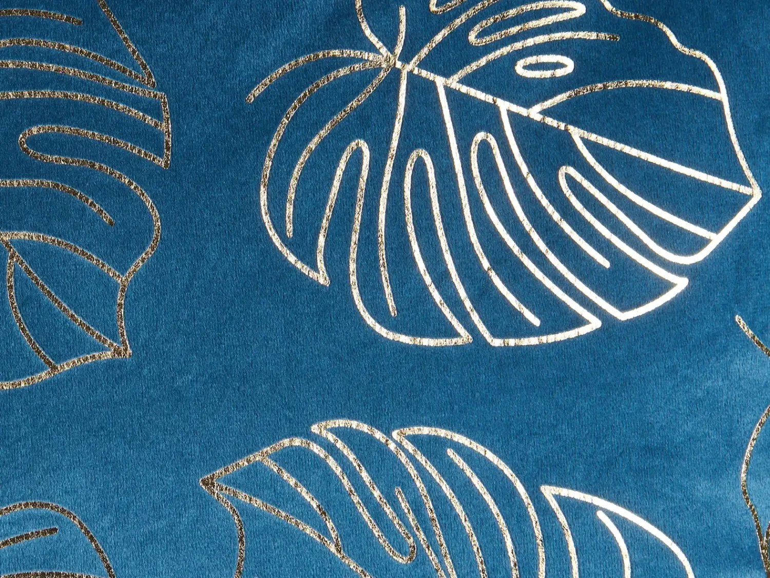 Outlet Beliani Set di 2 cuscini DELICIOSA Velluto 45 x 45 cm Blu Trama di piante Oro Blu