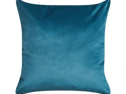 Outlet Beliani Set di 2 cuscini DELICIOSA Velluto 45 x 45 cm Blu Trama di piante Oro Blu