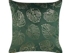 Hot Beliani Set di 2 cuscini DELICIOSA Velluto 45 x 45 cm Verde scuro Trama di piante Oro Verde