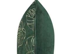 Hot Beliani Set di 2 cuscini DELICIOSA Velluto 45 x 45 cm Verde scuro Trama di piante Oro Verde