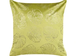 Online Beliani Set di 2 cuscini DELICIOSA Velluto 45 x 45 cm Verde chiaro Trama di piante Oro Verde