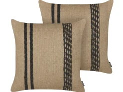 Discount Beliani Set di 2 cuscini DESALIX Iuta 45 x 45 cm Beige A strisce Beige Nero