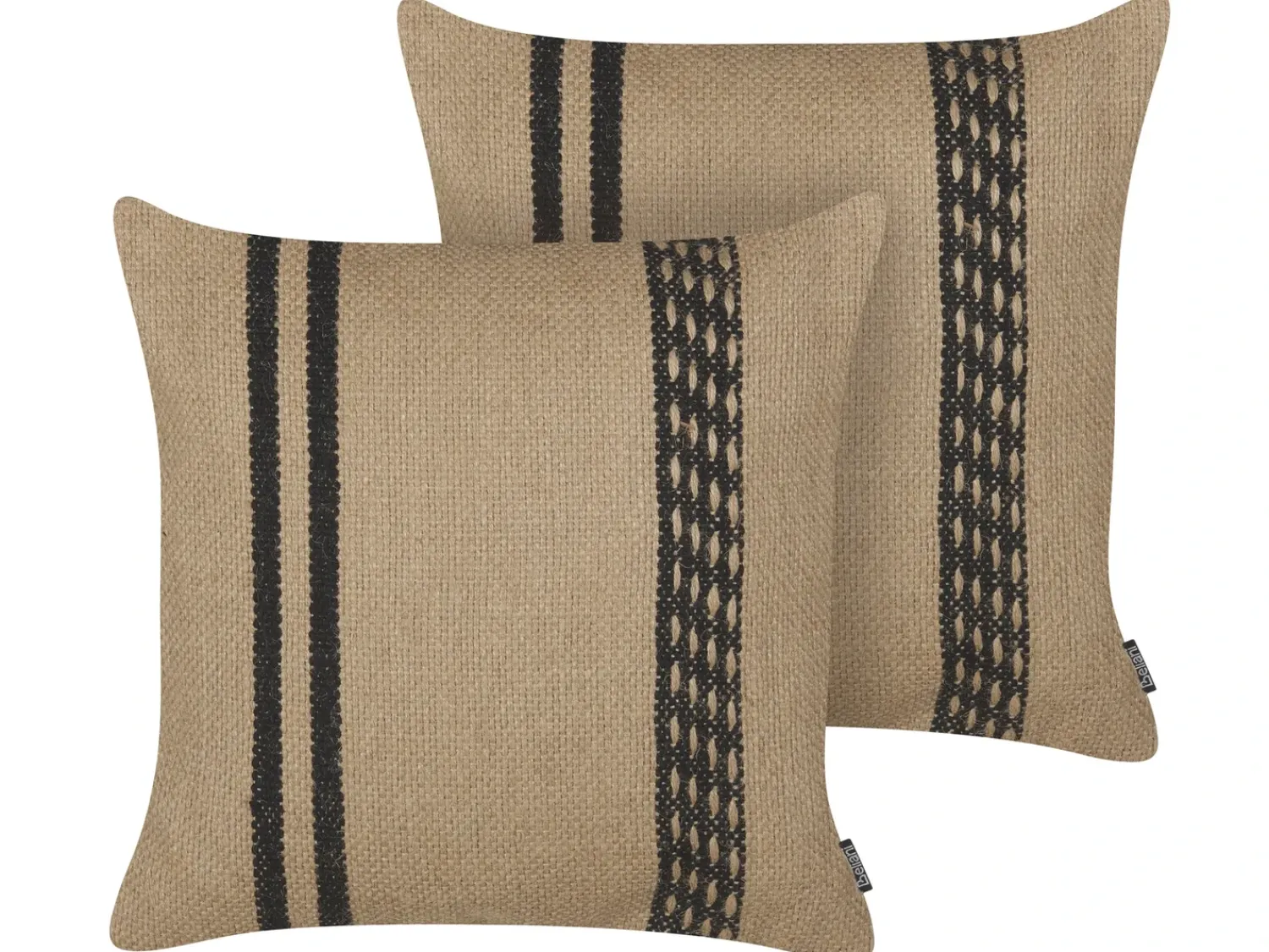 Discount Beliani Set di 2 cuscini DESALIX Iuta 45 x 45 cm Beige A strisce Beige Nero