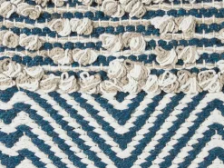 Beliani Set di 2 cuscini DEWBERRY Cotone 45 x 45 cm Blu Trama geometrica Beige Blu