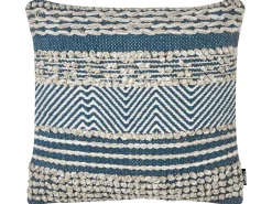 Beliani Set di 2 cuscini DEWBERRY Cotone 45 x 45 cm Blu Trama geometrica Beige Blu