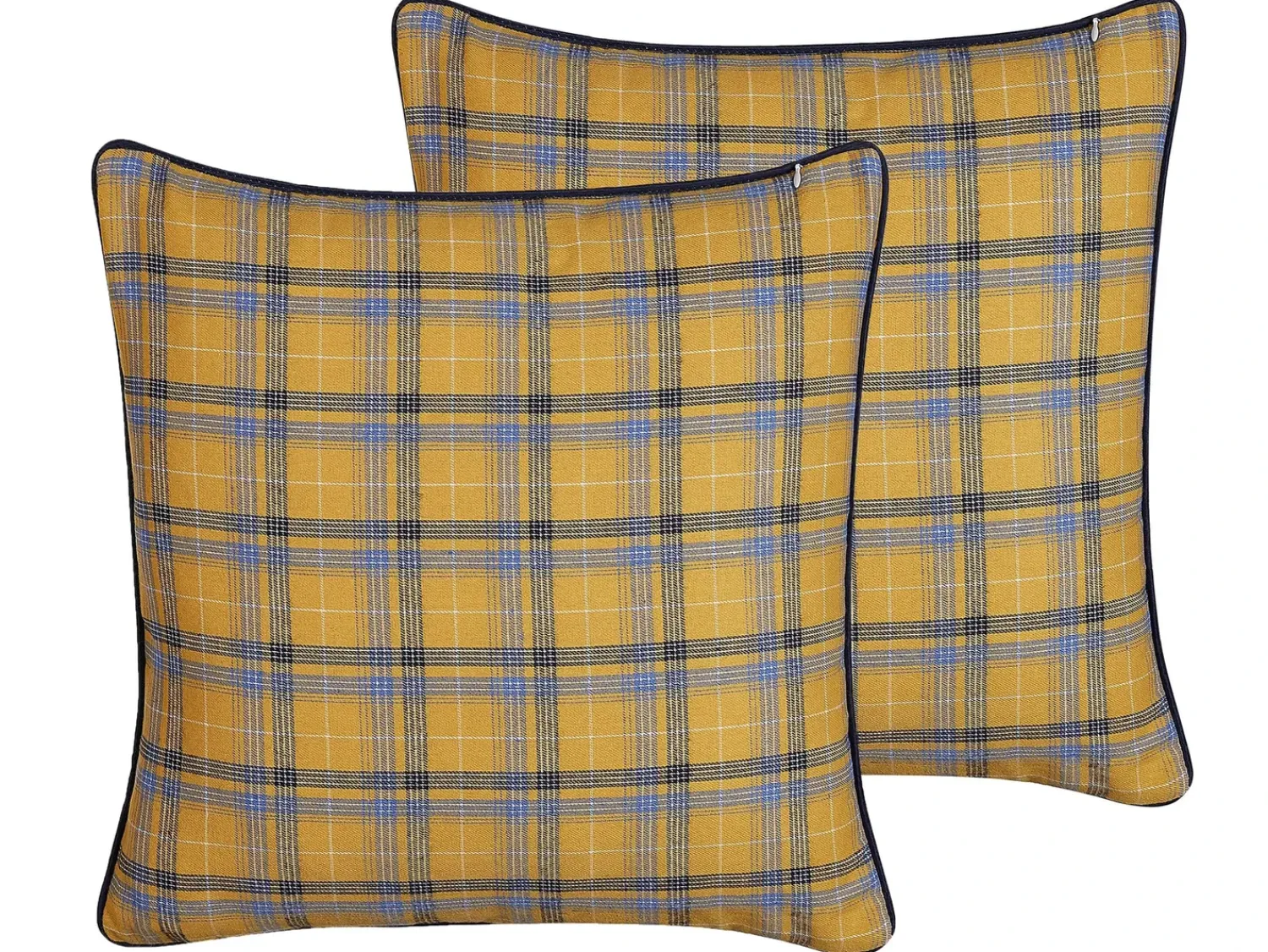 Outlet Beliani Set di 2 cuscini DICENTRA 45 x 45 cm Giallo Trama a scacchi Giallo Multicolore