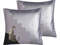 New Beliani Set di 2 cuscini DIGITALIS Cotone 45 x 45 cm Grigio Trama astratta Grigio Multicolore