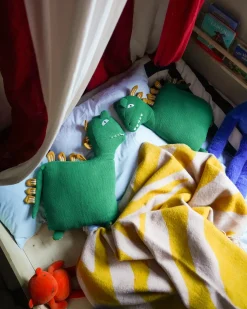Outlet Beliani Set di 2 cuscini DINOS Cotone 45 x 45 cm Verde Dinosauro Giallo Verde