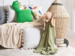 Outlet Beliani Set di 2 cuscini DINOS Cotone 45 x 45 cm Verde Dinosauro Giallo Verde