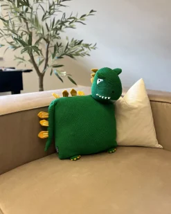 Outlet Beliani Set di 2 cuscini DINOS Cotone 45 x 45 cm Verde Dinosauro Giallo Verde