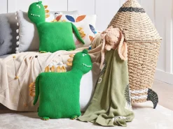 Outlet Beliani Set di 2 cuscini DINOS Cotone 45 x 45 cm Verde Dinosauro Giallo Verde