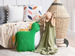 Outlet Beliani Set di 2 cuscini DINOS Cotone 45 x 45 cm Verde Dinosauro Giallo Verde