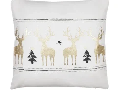 Discount Beliani Set di 2 cuscini DONNER Cotone 45 x 45 cm Bianco Modello natalizio Bianco Nero Oro