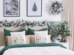 Discount Beliani Set di 2 cuscini DONNER Cotone 45 x 45 cm Bianco Modello natalizio Bianco Nero Oro