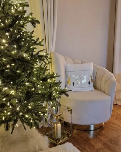 Discount Beliani Set di 2 cuscini DONNER Cotone 45 x 45 cm Bianco Modello natalizio Bianco Nero Oro