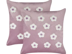 Clearance Beliani Set di 2 cuscini ECHINACEA Velluto 45 x 45 cm Viola