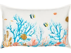 Hot Beliani Set di 2 cuscini EELGRASS Cotone 30 x 50 cm Multicolore Trama animale Bianco Blu Multicolore Rosso