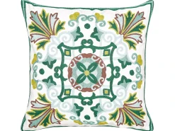 Beliani Set di 2 cuscini ELANITE Cotone 45 x 45 cm Trama orientale Verde