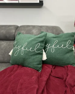 Hot Beliani Set di 2 cuscini ELETTARIA Cotone 45 x 45 cm Verde Modello natalizio Bianco Verde
