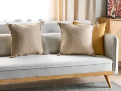 Hot Beliani Set di 2 cuscini ERIGERON Iuta 45 x 45 cm Tinta unita Beige