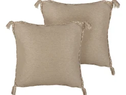 Hot Beliani Set di 2 cuscini ERIGERON Iuta 45 x 45 cm Tinta unita Beige