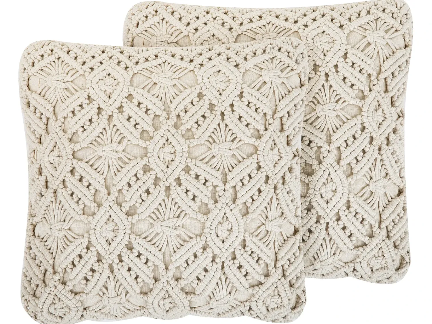 Discount Beliani Set di 2 cuscini ESENKOY Cotone 50 x 50 cm chiaro Trama geometrica Beige