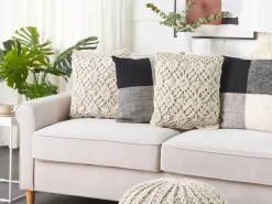 Discount Beliani Set di 2 cuscini ESENKOY Cotone 50 x 50 cm chiaro Trama geometrica Beige