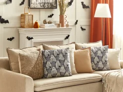 Hot Beliani Set di 2 cuscini FANATE Velluto 45 x 45 cm Grigio Trama astratta Bianco Grigio