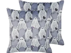 Hot Beliani Set di 2 cuscini FANATE Velluto 45 x 45 cm Grigio Trama astratta Bianco Grigio