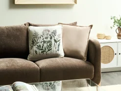 Best Beliani Set di 2 cuscini FERNA Cotone 45 x 45 cm Bianco/Beige Trama floreale Bianco Beige