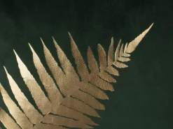 Online Beliani Set di 2 cuscini FERN Velluto 45 x 45 cm Verde scuro Trama di piante Oro Verde
