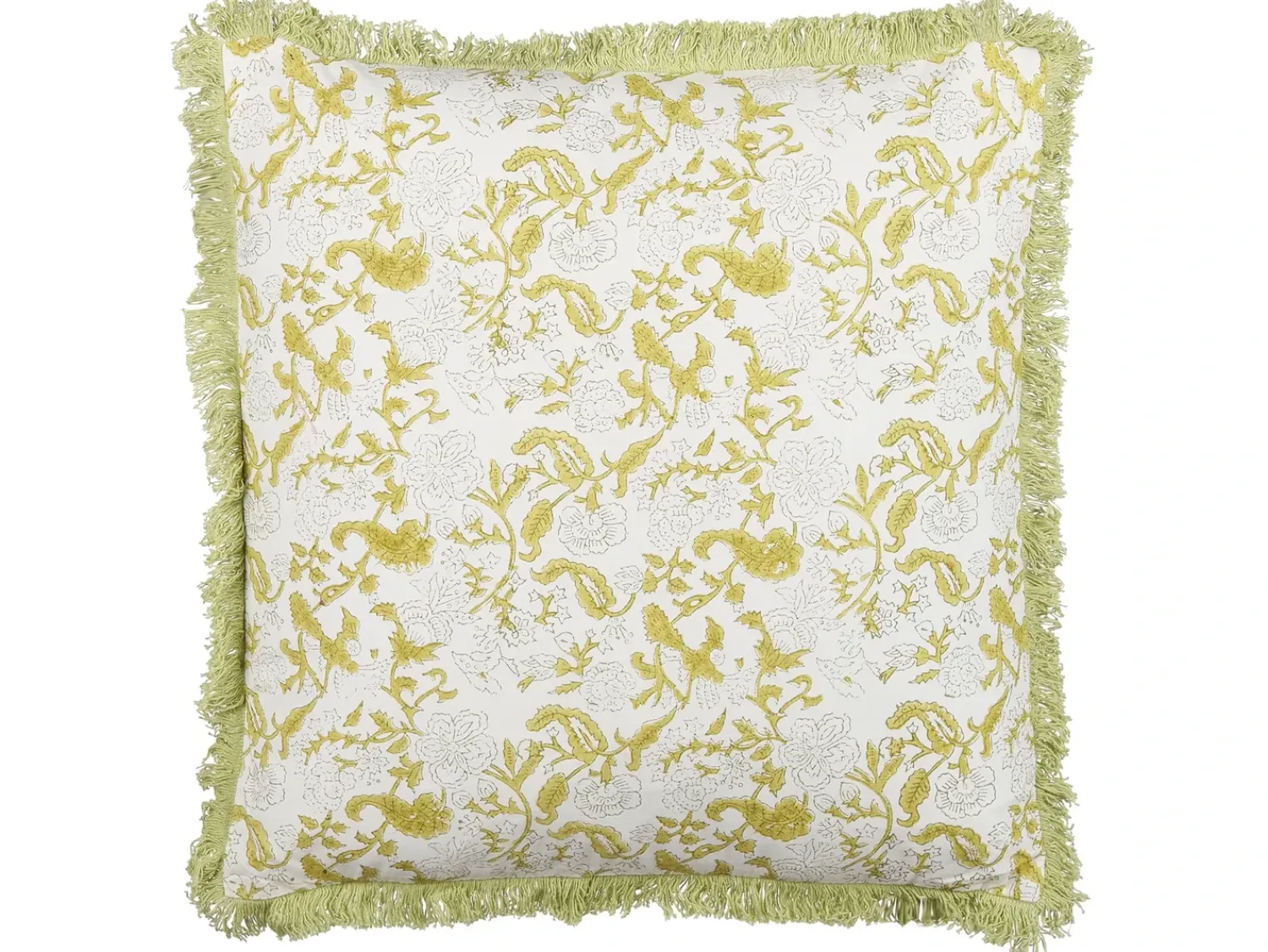 Discount Beliani Set di 2 cuscini FILIX Cotone 45 x 45 cm Verde Trama floreale Bianco Verde