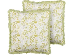 Discount Beliani Set di 2 cuscini FILIX Cotone 45 x 45 cm Verde Trama floreale Bianco Verde