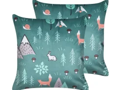 Hot Beliani Set di 2 cuscini FOOTHILL Velluto 45 x 45 cm Verde menta Multicolore Verde