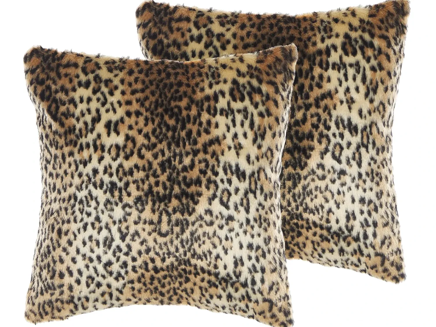 Clearance Beliani Set di 2 cuscini FOXTAIL Finta pelliccia 45 x 45 cm Marrone Trama animale Beige Marrone