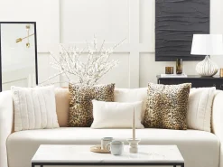 Clearance Beliani Set di 2 cuscini FOXTAIL Finta pelliccia 45 x 45 cm Marrone Trama animale Beige Marrone