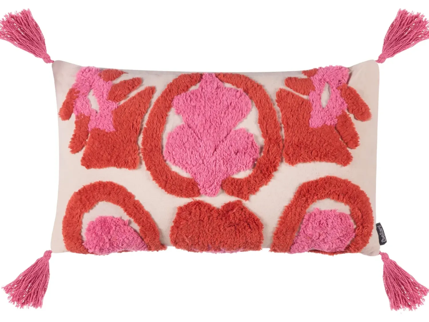Online Beliani Set di 2 cuscini FRAKSINUS Cotone 30 x 50 cm Rosa Trama geometrica Bianco Rosa Rosso