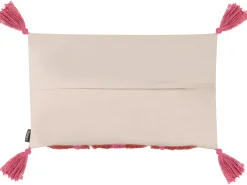 Online Beliani Set di 2 cuscini FRAKSINUS Cotone 30 x 50 cm Rosa Trama geometrica Bianco Rosa Rosso
