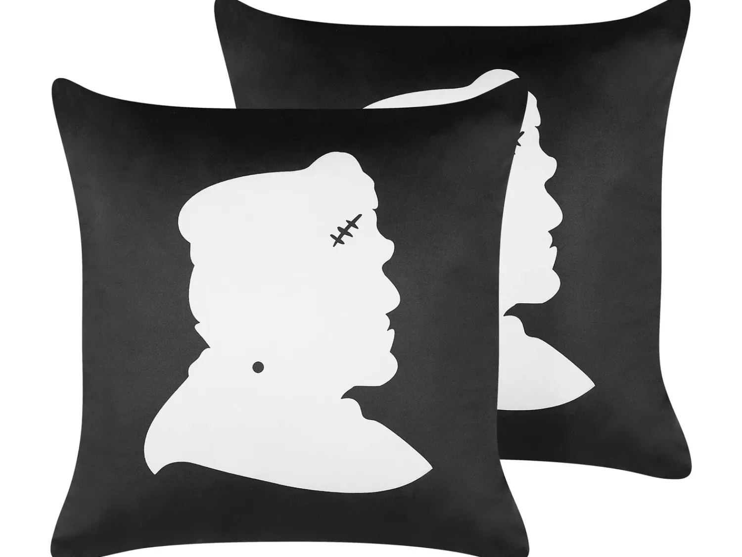 Beliani Set di 2 cuscini FRANKLINIA Velluto 45 x 45 cm Nero Trama astratta Bianco Nero