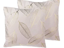 Best Beliani Set di 2 cuscini FREESIA Velluto 45 x 45 cm Rosa Trama di piante Rosa Oro