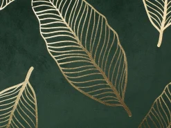 Beliani Set di 2 cuscini FREESIA Velluto 45 x 45 cm Verde scuro Trama di piante Oro Verde