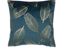 Sale Beliani Set di 2 cuscini FREESIA Velluto 45 x 45 cm Foglia di tè Trama di piante Oro Blu