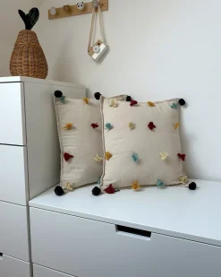 Outlet Beliani Set di 2 cuscini FUSSEL Cotone 45 x 45 cm Beige chiaro Beige Multicolore