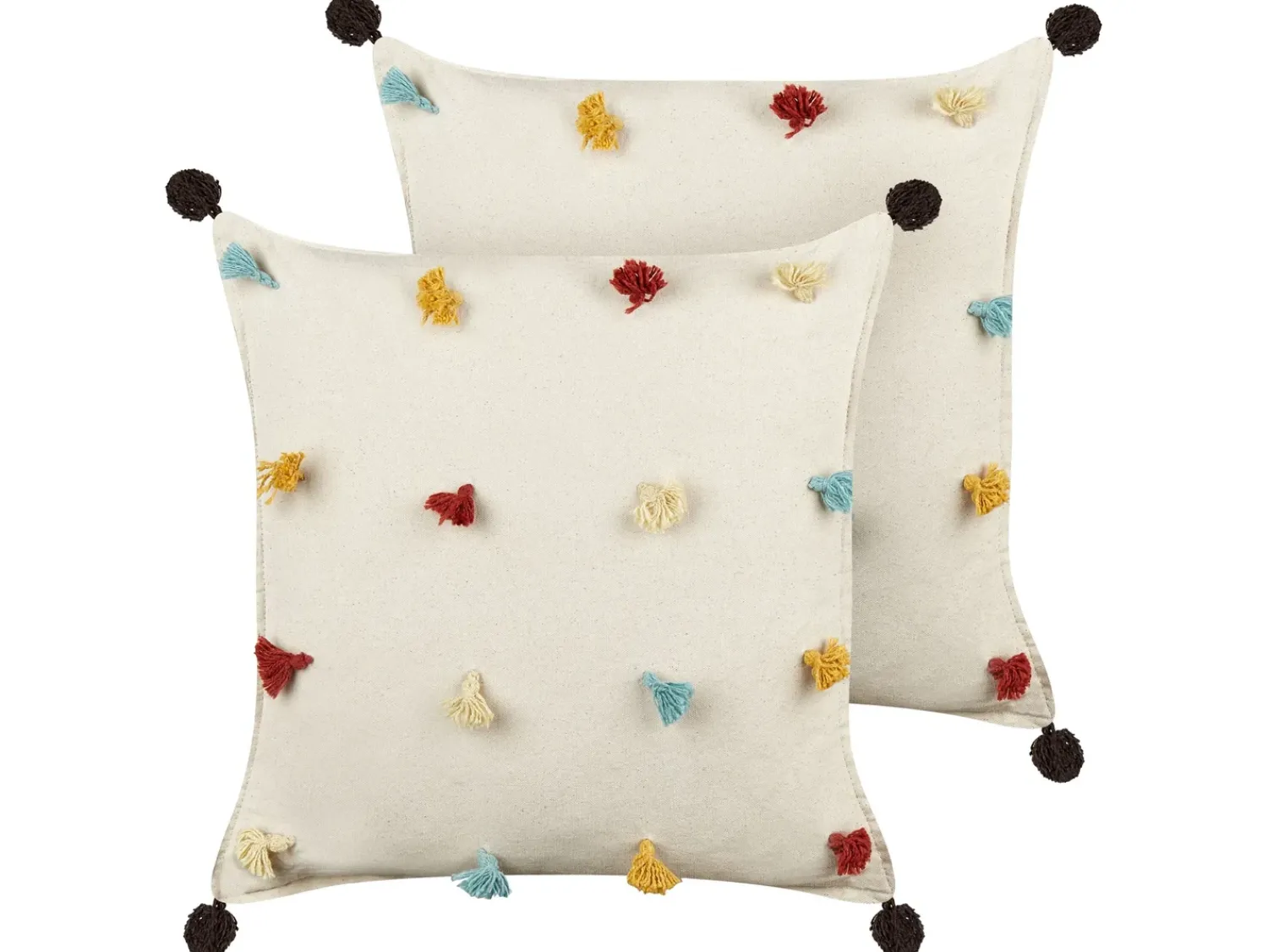 Outlet Beliani Set di 2 cuscini FUSSEL Cotone 45 x 45 cm Beige chiaro Beige Multicolore